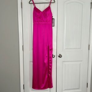 A formal hot pink dress